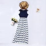 Family Matching Mother Daughter Wavy Stripe Stitching Parent-child Dresses