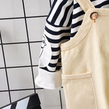 Boys Girls Bib Boys Striped Hooded Long Sleeve 2 Pcs Set