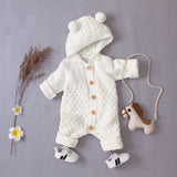 Baby Wool Ball Hooded Knitted Jumpsuit Burst Bodysuits