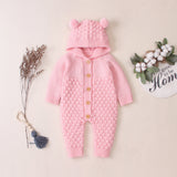 Baby Wool Ball Hooded Knitted Jumpsuit Burst Bodysuits