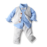 Blue Bow Tie Striped Suit Baby Boy Set 2 Pcs suits