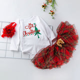 Christmas Baby Set Autumn Long Sleeve Romper+Tutu Skirt+Headwear 3 Pcs