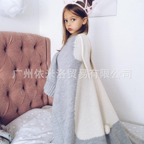 Kid Air Conditioning Blanket Knitting Cute Rabbit Wool Quilt