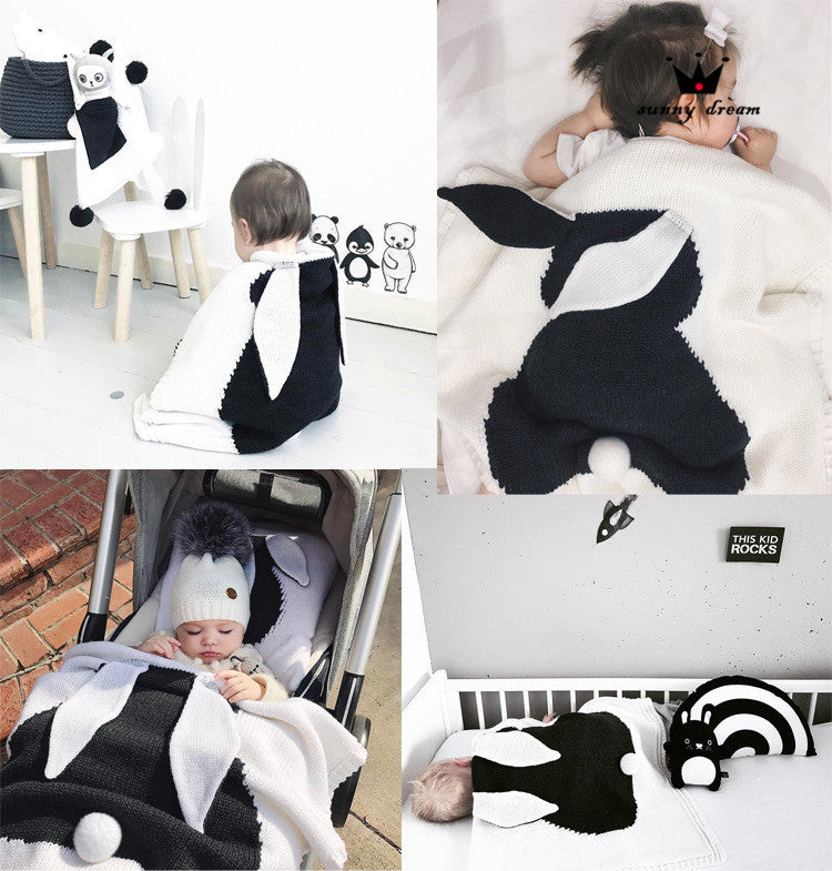 Kid Air Conditioning Blanket Knitting Cute Rabbit Wool Quilt