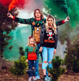 Family Matching Three-person Printed Christmas Shirts Tops