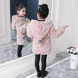 Kid Girl Imitation Fur Coat Warm Wool Thickened Winter Coats