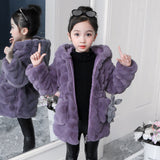 Kid Girl Imitation Fur Coat Warm Wool Thickened Winter Coats