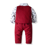 Autumn Printed Long Sleeve Baby Boy Set 2 Pcs Formal Suits