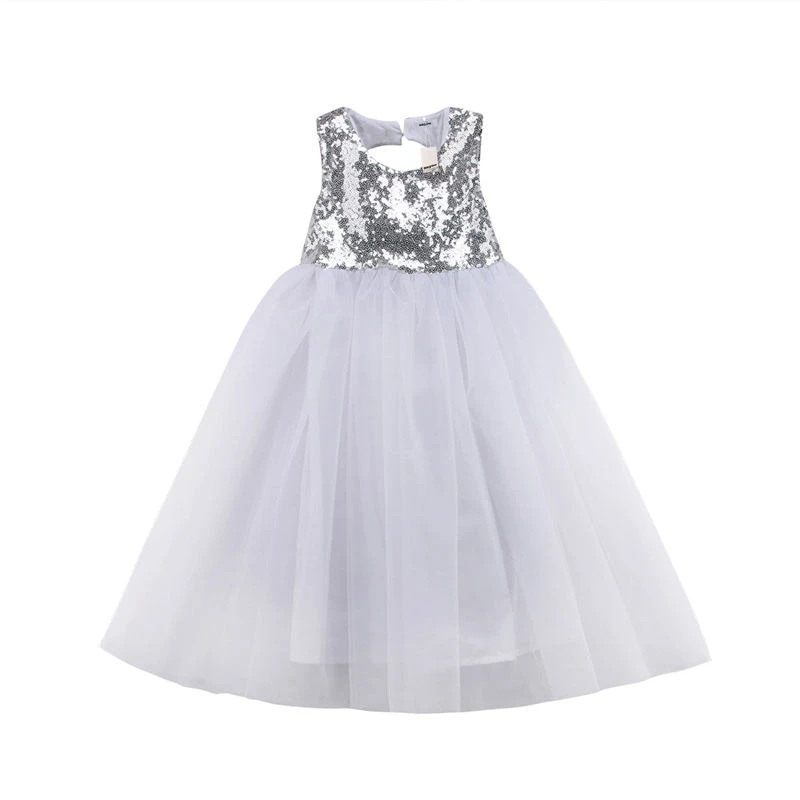 Girl Bridesmaid Dresses Birthday Fashion Party Sequin Princess Dresses 3-8T - honeylives