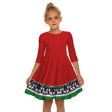 Kids Girl Christmas Digital Printing Tide Fan Sleeve Dresses