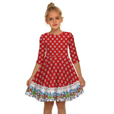 Kids Girl Christmas Digital Printing Tide Fan Sleeve Dresses