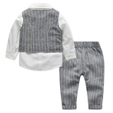 Gray Bow Striped Baby Boy Set 2 Pcs suits