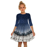 Kids Girl Christmas Digital Printing Tide Fan Sleeve Dresses