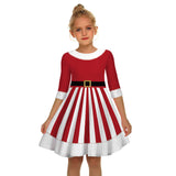 Kids Girl Christmas Digital Printing Tide Fan Sleeve Dresses