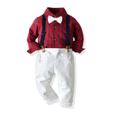 Long Sleeve Striped Christmas Baby Boy Set 2 Pcs Formal Suits