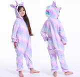 Kid Baby Girl Flannel Unicorn Animal Cartoon One-piece Pajamas