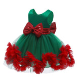 Kids Girl Backless Sequin Bow Tutu Mesh Princess Wedding Christmas Dresses