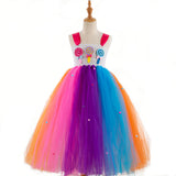 Kid Girl Christmas Long Colorful Candy Mesh Unicorn Dress