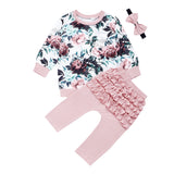 Baby Girls Sets Floral print Long Sleeve 3pcs Set Outfits