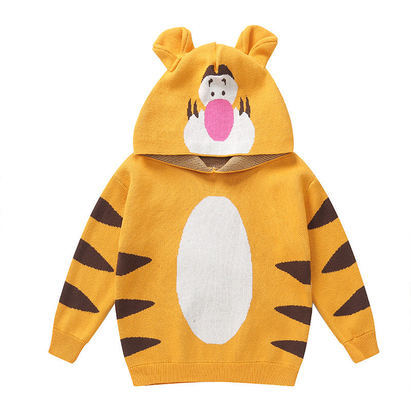 Kid Baby Boy Ins Winter Hooded Tiger Sweater