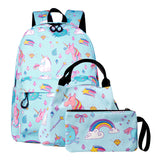 Kid Printed Backpack Student Bags 3 Pcs Sets