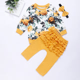 Baby Girls Sets Floral print Long Sleeve 3pcs Set Outfits