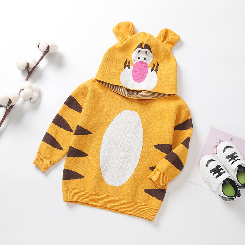 Kid Baby Boy Ins Winter Hooded Tiger Sweater