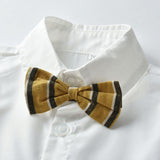 Bow Tie Striped Long Sleeves Boy Formal Set 4 Pcs Suits