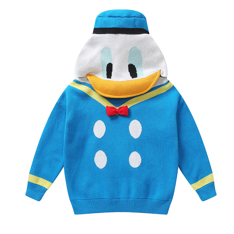 Kid Baby  Boys And Girls Three-dimensional Cartoon Duck Cotton Hooded Sweater