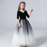 Kid Baby Girls Princess Gradient Host Piano Performance Catwalk  Evening Dress