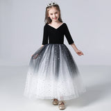 Kid Baby Girls Princess Gradient Host Piano Performance Catwalk  Evening Dress