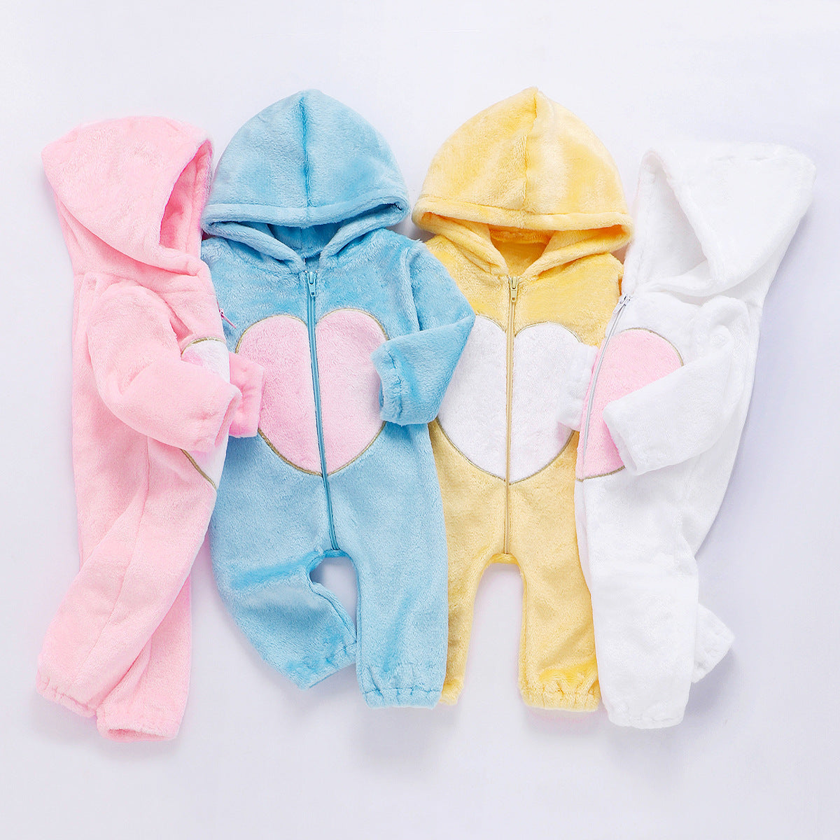 Baby Plush Love Jumpsuits Crawl Newborn Romper Outwear