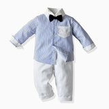 Striped Bib Children Baby Boy 2 Pcs Set Formal Birthday Suits