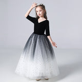 Kid Baby Girls Princess Gradient Host Piano Performance Catwalk  Evening Dress