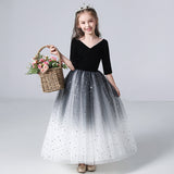 Kid Baby Girls Princess Gradient Host Piano Performance Catwalk  Evening Dress