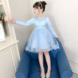 Kid Girl Long Sleeve Princess Poncho Flower Wedding Dress
