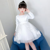Kid Girl Long Sleeve Princess Poncho Flower Wedding Dress