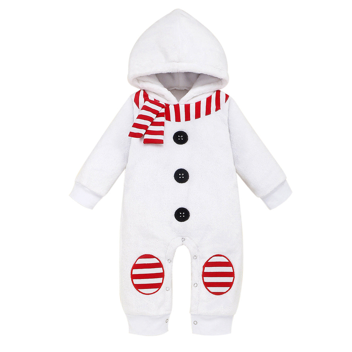 Kids Baby Snowman Embroidered Hooded Jumpsuit Rompers