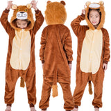 Family Matching Lions Flannel Cartoon One-piece Animals Pajamas