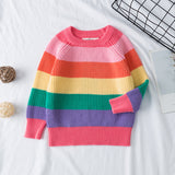 Kid Baby Girl Rainbow Cute Sweet Striped Sweater