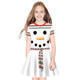 Family Matching Christmas Elk Digital Printing Parent-child Short Sleeve Dress