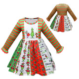 Kid Baby Girl Christmas Deplorable Green Fur Grinch Dress