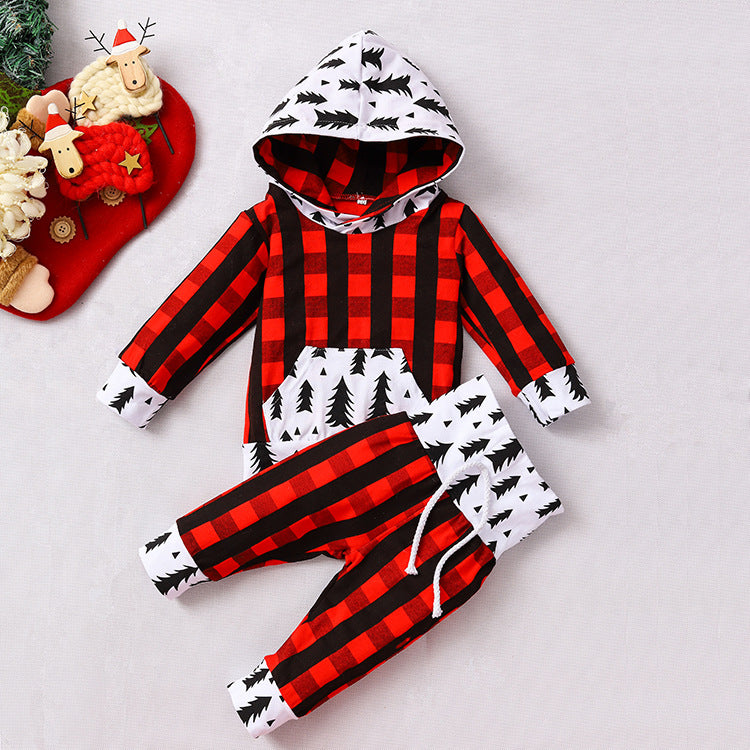 Baby Christmas Spring Long-sleeved Outfits 2 Pcs with Cap