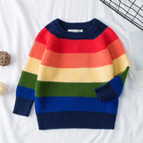 Kid Baby Girl Rainbow Cute Sweet Striped Sweater