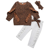 Fashion Girl Leopard Ruffle 3 Pcs Set