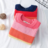 Kid Baby Girl Rainbow Cute Sweet Striped Sweater