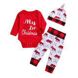 Kids Baby Long Sleeve Christmas Letter Creeper Sets 3 Pcs