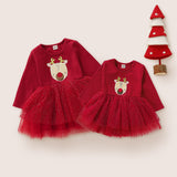 Girl Christmas Dress Gauze Cute Fashion Sister Dresses