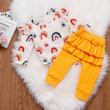 Baby Girl Exotic Rainbow Jumpsuit Ruffled 2 Pcs Suit Outfits