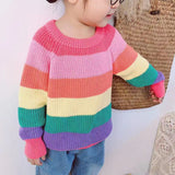 Kid Baby Girl Rainbow Cute Sweet Striped Sweater